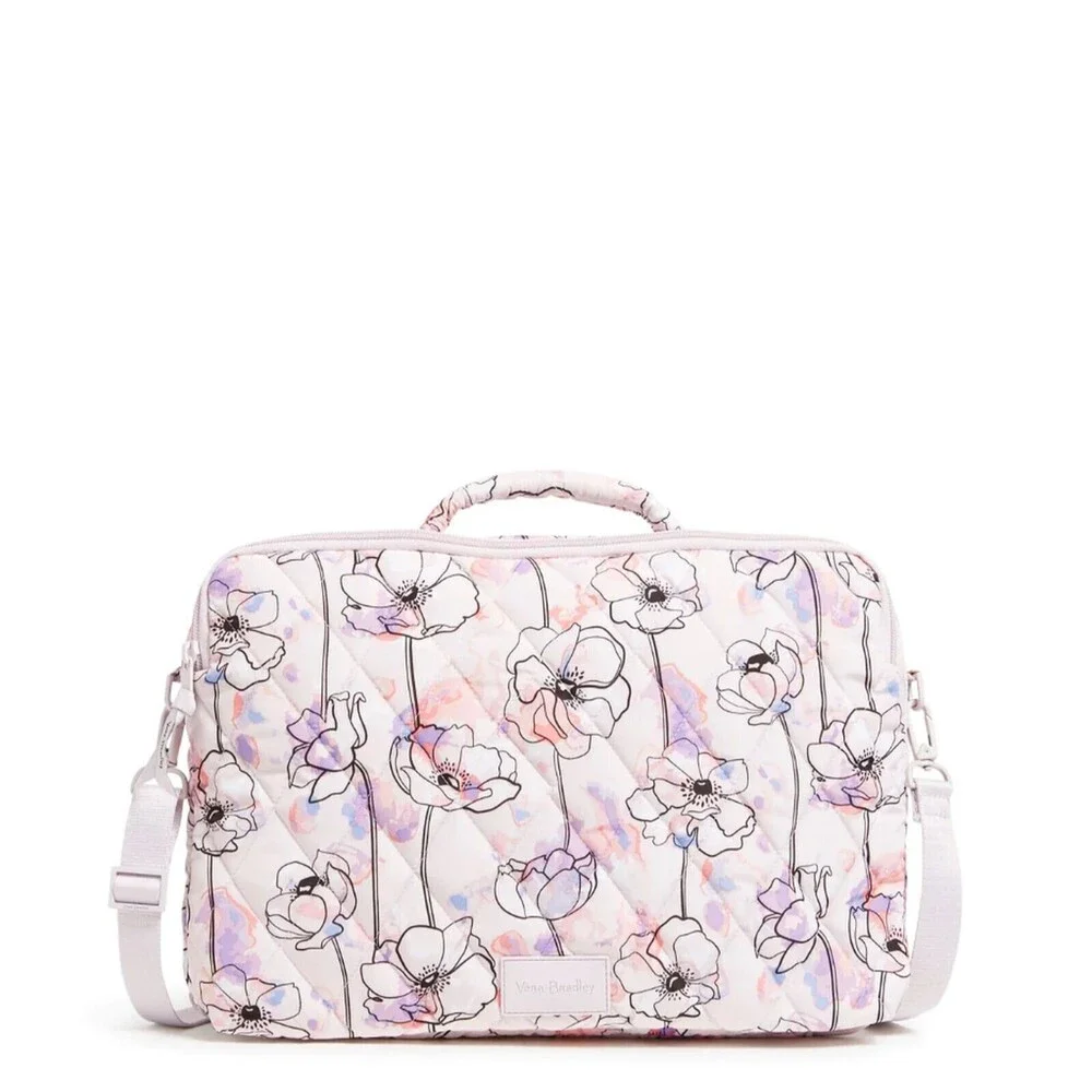 Vera Bradley Ultralight Laptop Crossbody Anemone Watercolor Pink Bag New $119